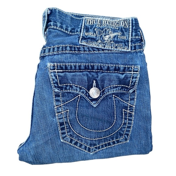 Vintage True Religion Jeans Size 34 RICKY BIG T Blue - Picture 1 of 9
